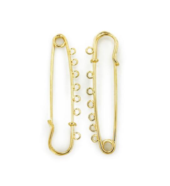 Gold Tone Safety Pins - 60mm x 16mm - 2 Pieces - Z946