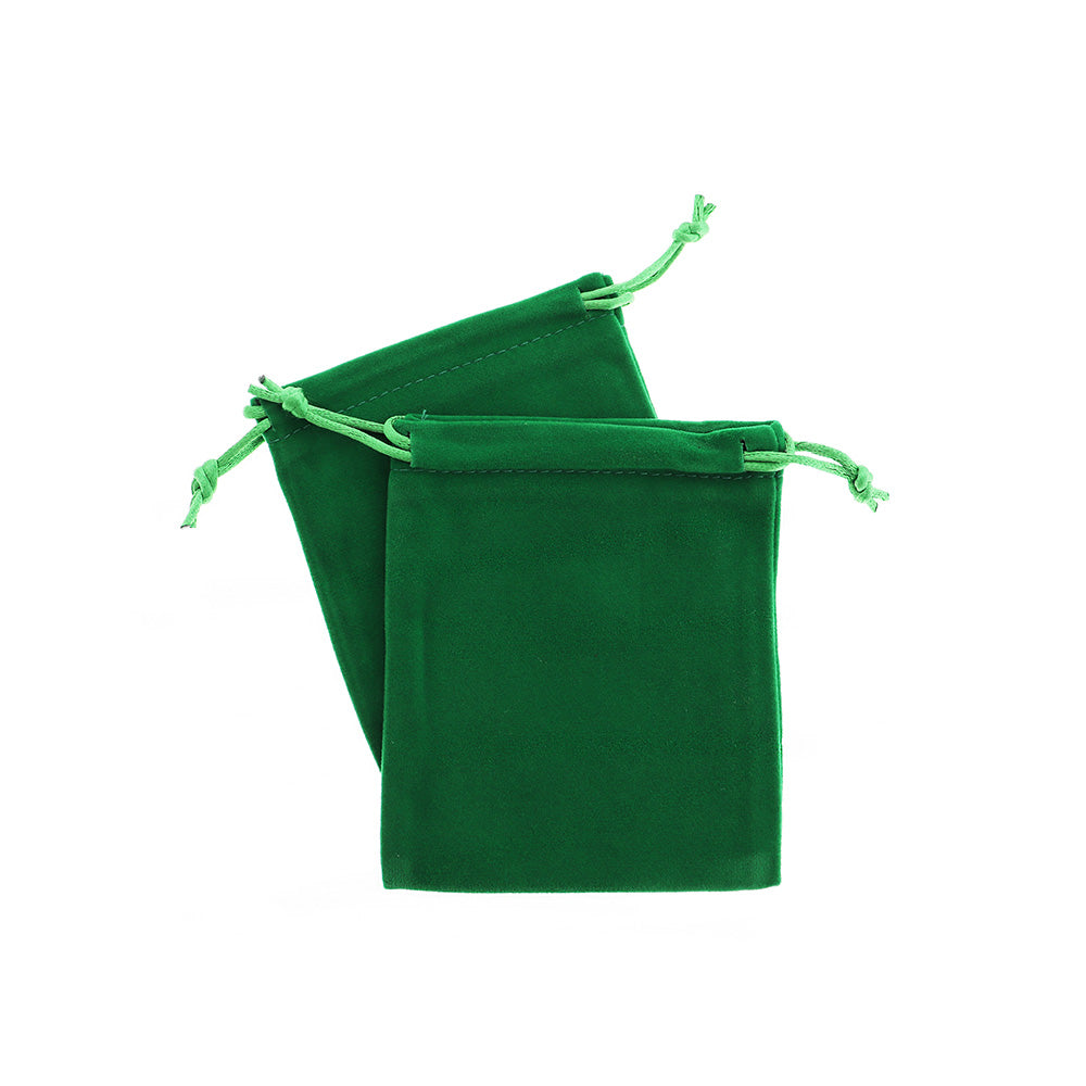 BULK 25 Velvet Drawstring Bags 12cm x 10cm Christmas Green Jewelry Pou