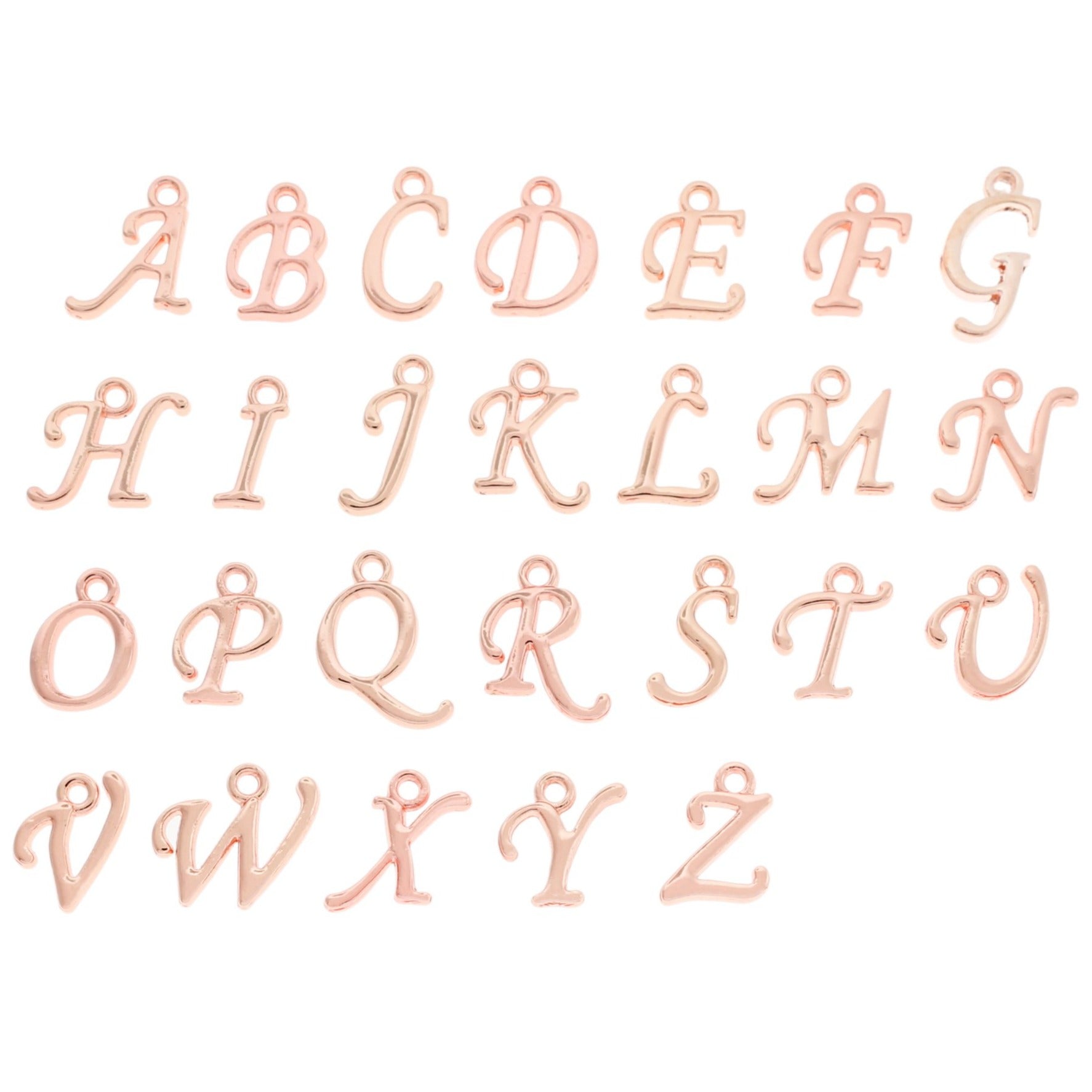 26 Alphabet Cursive Letter Silver Tone Charms - 2 Sets - ALPHA800