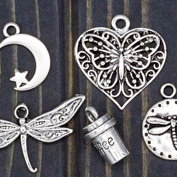 Cook Book Charms Cook Book Pendants Antiqued Silver Tone 12 X 
