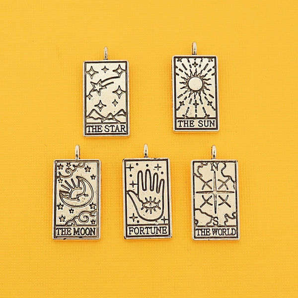 Tarot Charm Collection Antique Silver Tone 5 Different Charms - COL231H