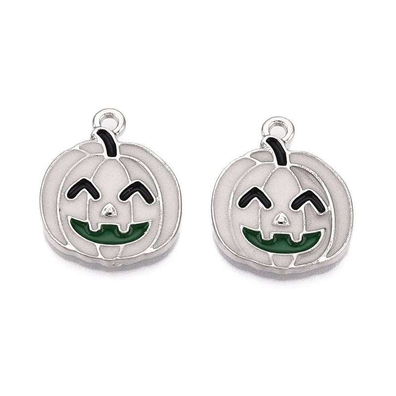 4 Smiling Pumpkin Enamel Charms - Glow in the Dark - Choose Your Tone!