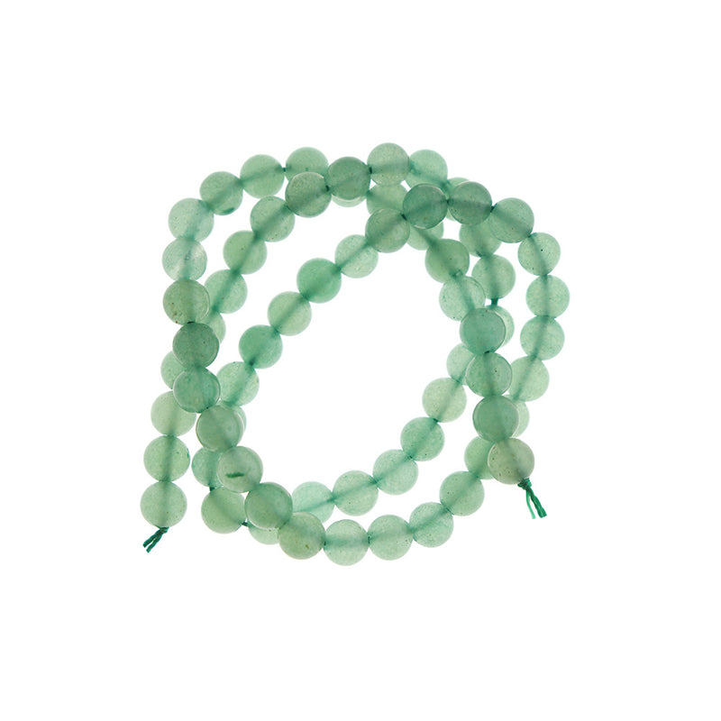 Round Natural Aventurine Beads 6mm - Pale Green - 1 Strand 63 Beads - BD1679