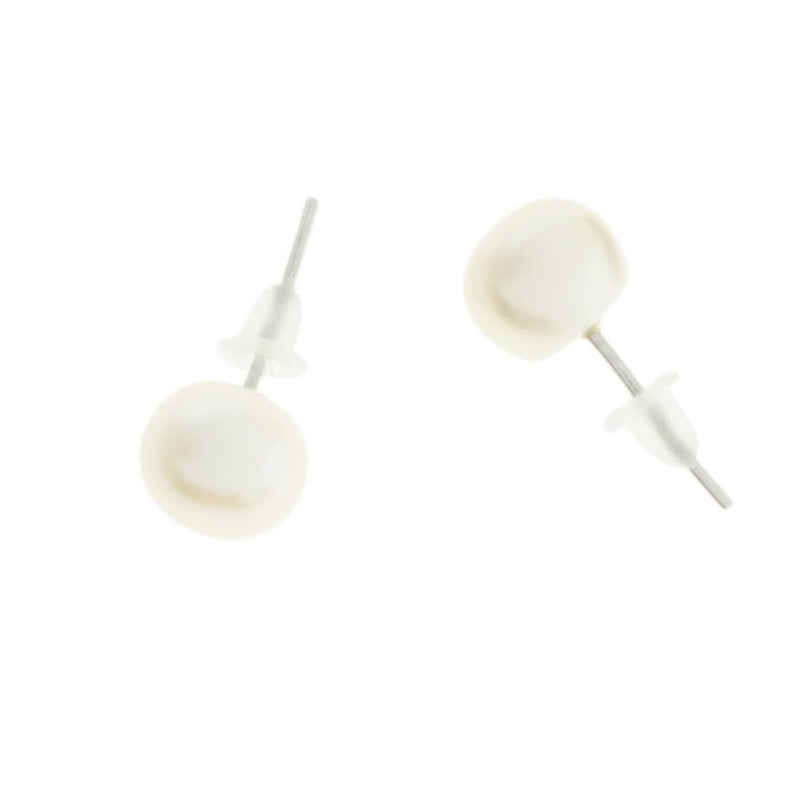 Natural Pearl Stainless Steel Earring Studs - 1 Pair - Choose Your Size!