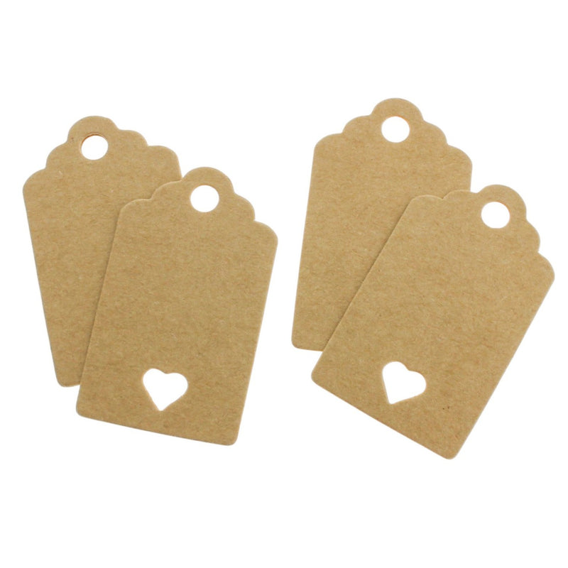 50 Paper Tags With Heart Cutout - 50mm x 30mm - Choose Your Color!