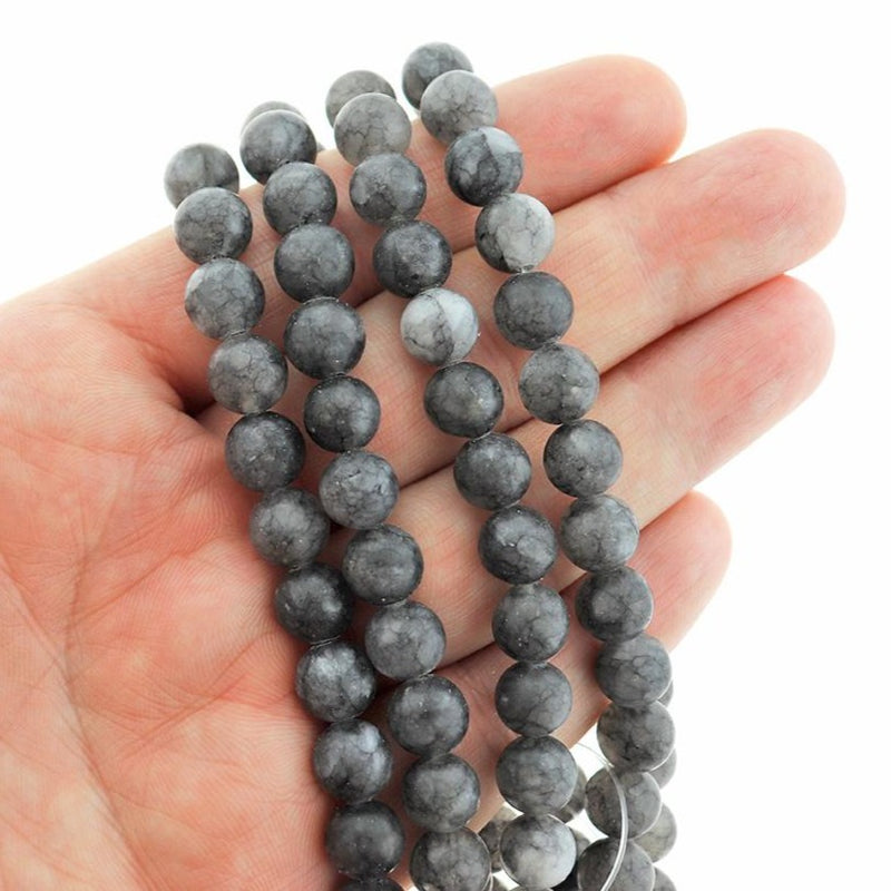 Round Frosted Natural Jade Beads 8mm - 1 Strand 46 Beads - Choose Your Color!