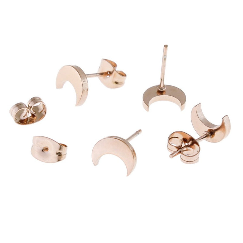 Boucles d'oreilles en acier inoxydable doré - Crescent Moon Studs - 8mm x 3mm - 2 pièces 1 paire - ER622