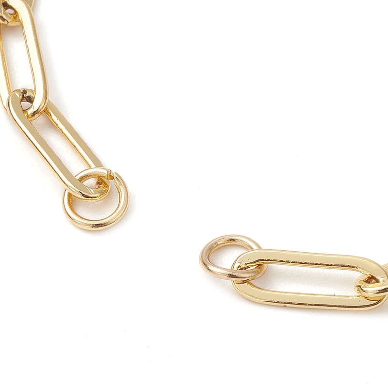 Paperclip Chain Bracelet Connector - Gold Plated Brass - 6.25" - N826