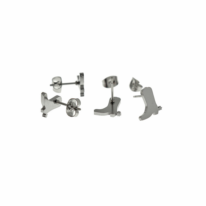 Boucles d'oreilles en acier inoxydable doré - clous de botte de cowboy - 10 mm x 9 mm - 2 pièces 1 paire - ER1004