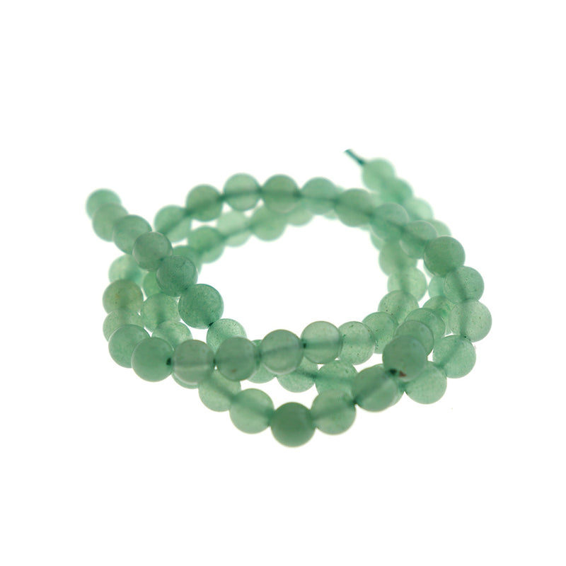 Round Natural Aventurine Beads 6mm - Pale Green - 1 Strand 63 Beads - BD1679