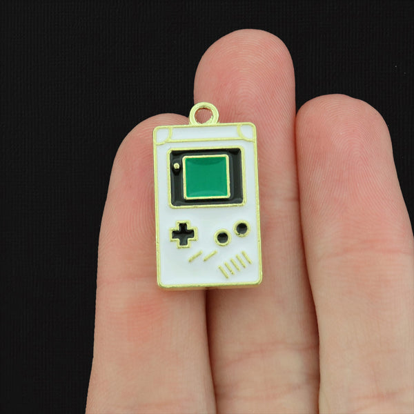 4 Retro Video Game Gold Tone Enamel Charms - E497