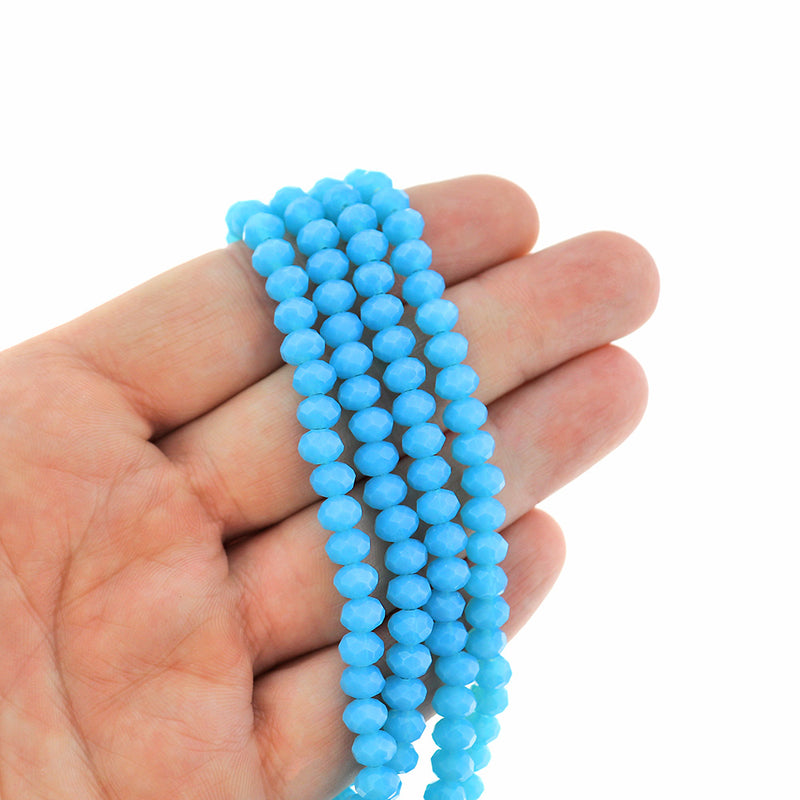 SALE Faceted Glass Beads 6mm x 4mm - Electric Blue - 1 Strand 98 Beads - LBD203