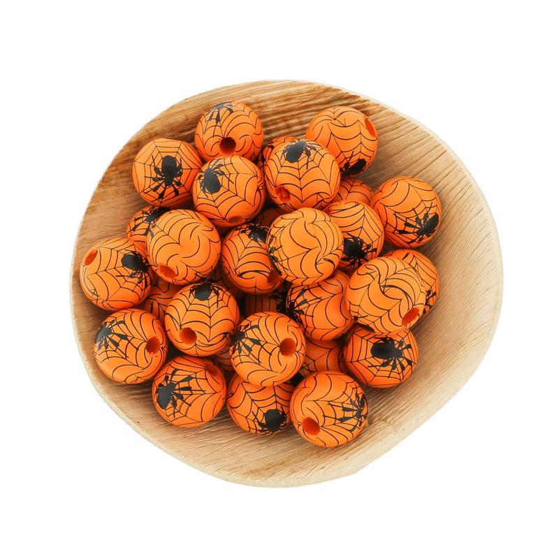 10 Spider Web Wooden Beads - 16mm - Choose Your Color!