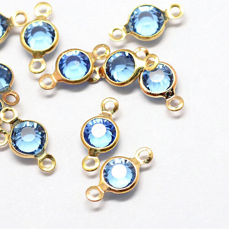 10 Crystal Birthstone Gold Tone Connector Charms - Choose Your Birthstone!