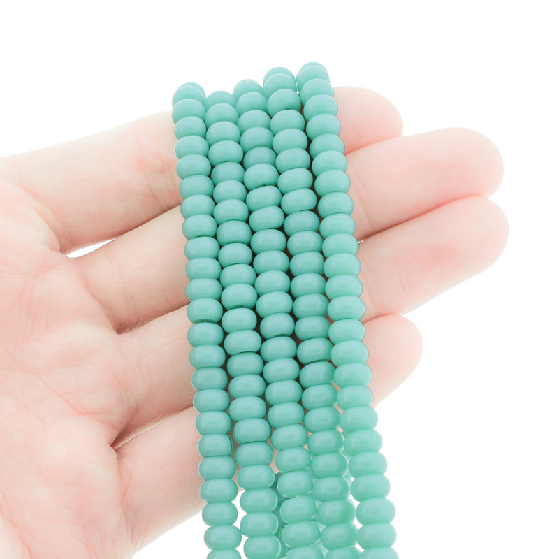 Rondelle Perles Imitation Jade 6mm x 3mm - Bleu Ciel - 1 Rang 74 Perles - BD2775