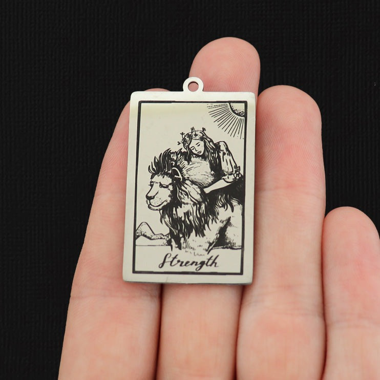 Strength Tarot Card Titanium Steel Charm - SSP637