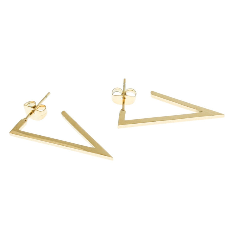 Stainless Steel Earrings - Triangle Studs - 30mm x 20mm - 1 Pair - Choose Your Tone!