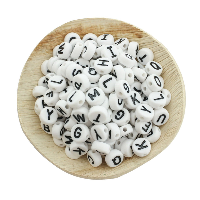 50 Flat Round Alphabet Acrylic Beads - 10mm - Choose Your Color!