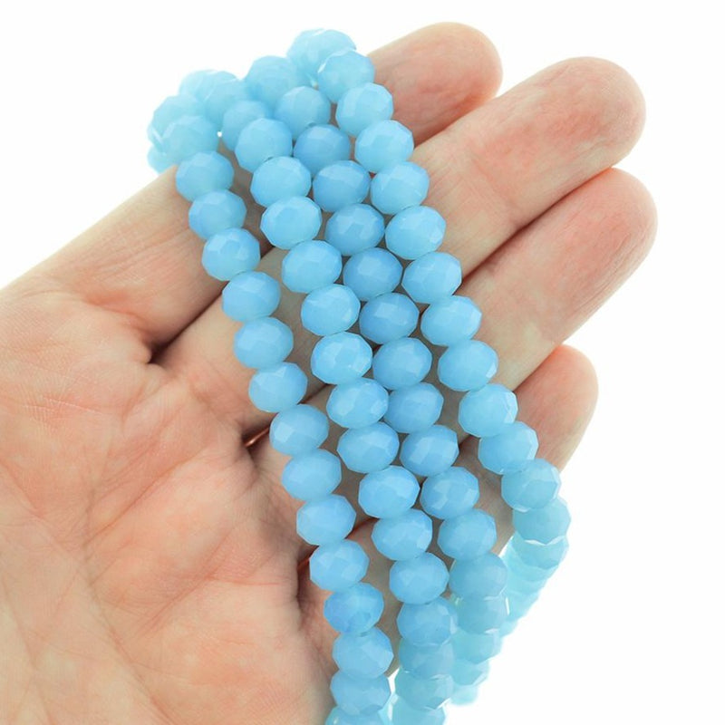 Faceted Glass Beads - 8mm x 6mm - Solid Colors - 1 Strand 64 Beads - Choose Your Color!