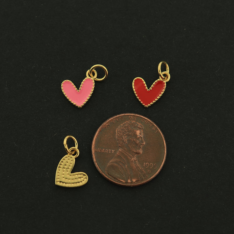 18K Gold Heart Enamel Charm - Love Pendant - 18k Gold Plated - Choose Your Color