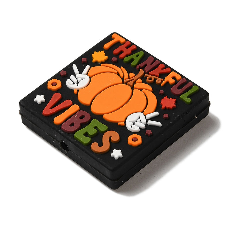 2 Thankful Vibes Silicone Focal Beads - Fall Bead - BDS137