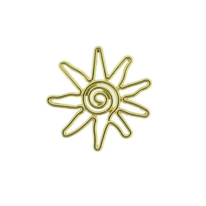 4 Swirl Sun Gold Tone Charms 2 Sided - GC072