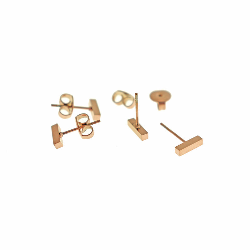 Boucles d'Oreilles Acier Inoxydable - Clous Barre - 8mm x 3mm - 2 Pièces 1 Paire - ER798