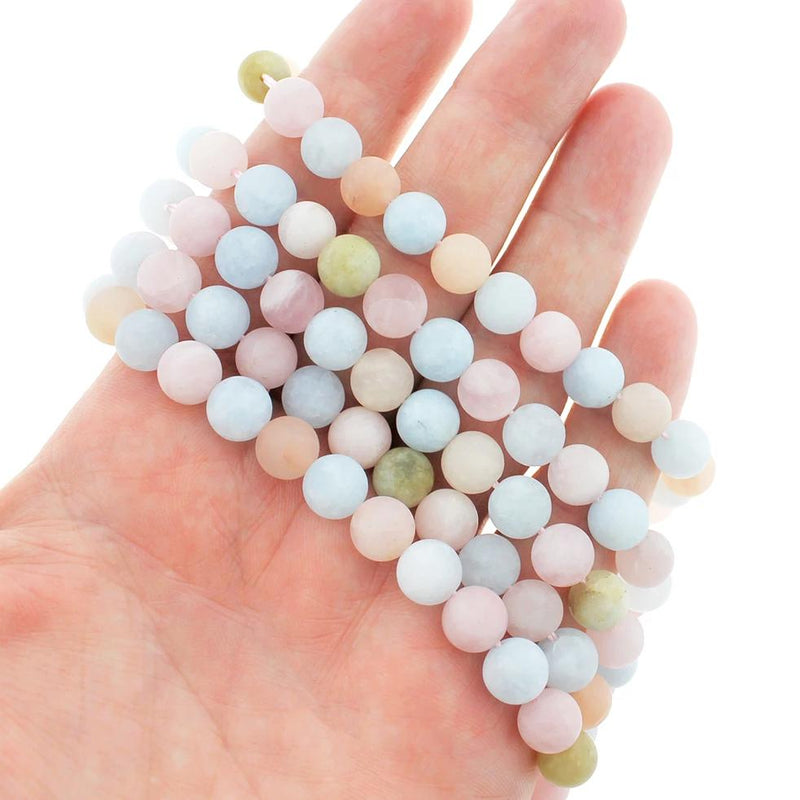 Perles Rondes de Morganite Naturelle 6mm - Pastels Givrés - 20 Perles - BD791