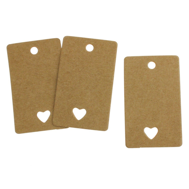 50 Paper Tags With Heart Cutout - 50mm x 30mm - Choose Your Color & Quantity!