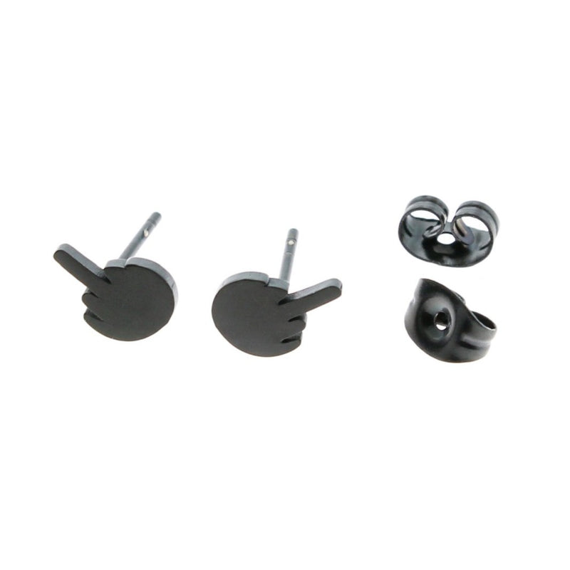 Boucles d'oreilles en acier inoxydable - clous du majeur - 8 mm x 5 mm - 2 pièces 1 paire - ER861