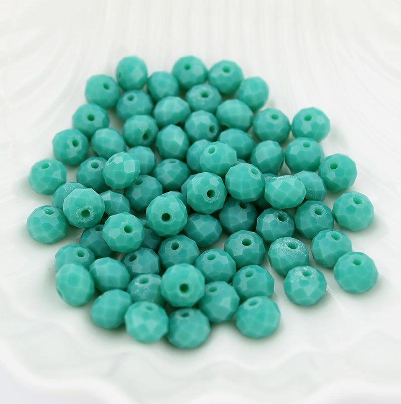 Perles de verre à facettes 8mm x 6mm - Vert abysse - 25 Perles - BD690