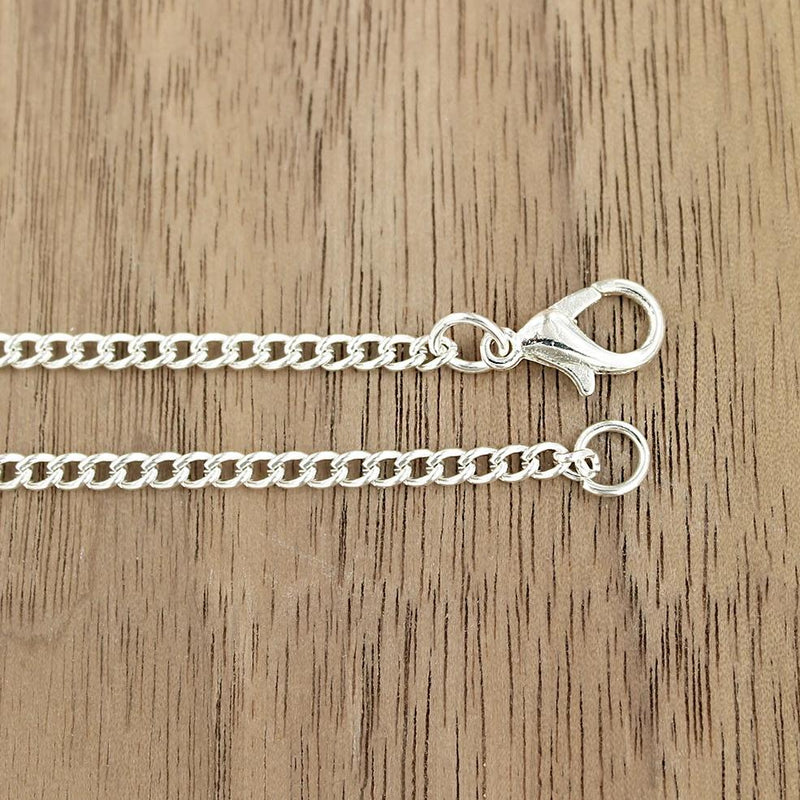 Silver Tone Curb Chain Necklaces - 3mm - Choose Your Length & Quantity!