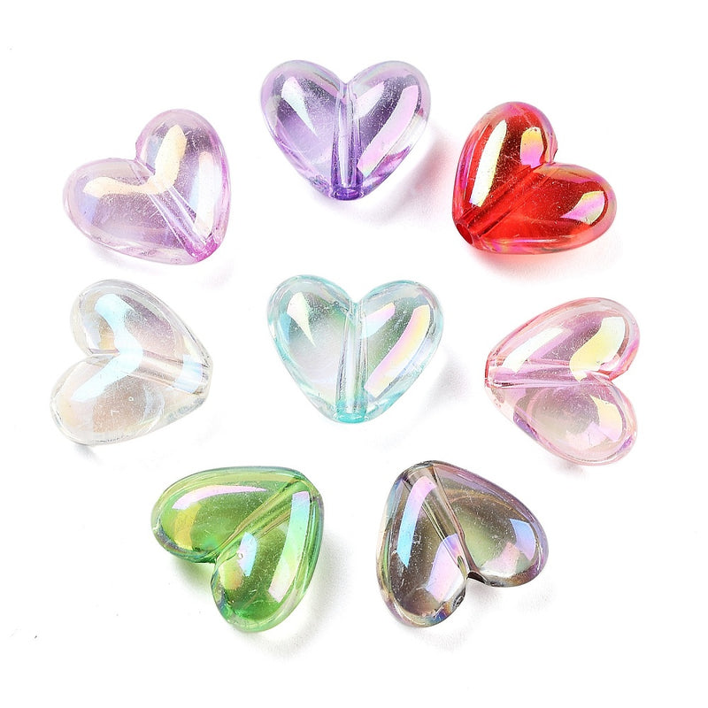 20 Assorted Heart Acrylic Charms 3D - K714