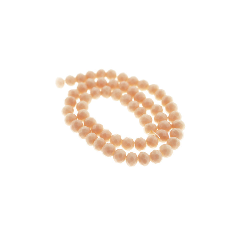 SALE Faceted Glass Beads 6mm x 4mm - Soft Peach - 1 Strand 98 Beads - LBD134