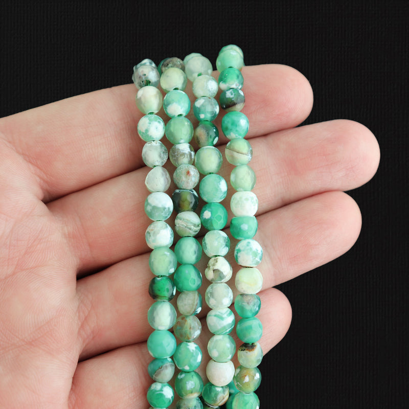 Faceted Natural Agate Beads - Green Tones - 6mm - 1 Strand 62 Beads - Choose Your Color!