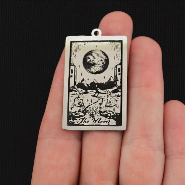 The Moon Tarot Card Titanium Steel Charm - SSP638