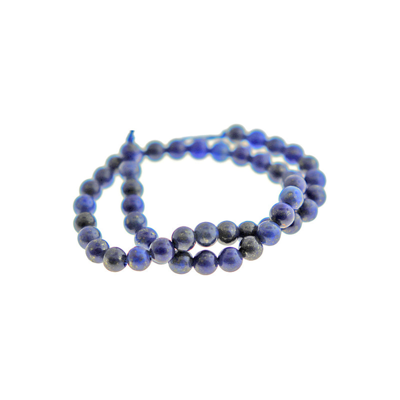 Round Natural Lapis Lazuli Beads 4mm - Navy Blue - 1 Strand 44 Beads - BD1757