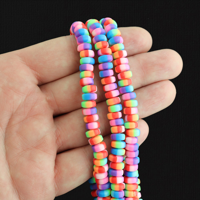 Abacus Polymer Clay Beads - 4mm x 7mm - 1 Strand 110 Beads - Choose Your Color!