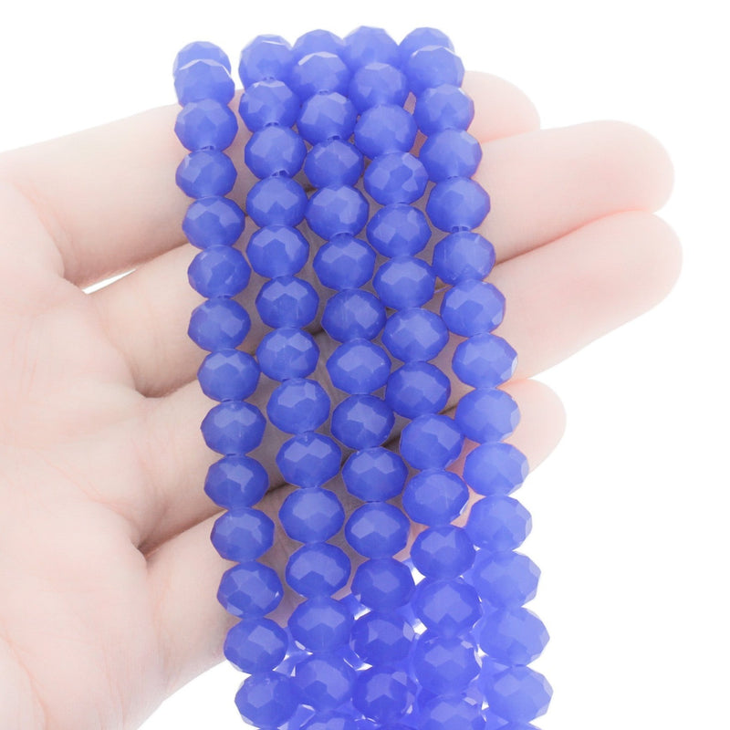 Faceted Glass Beads - 8mm x 6mm - Solid Colors - 1 Strand 64 Beads - Choose Your Color!