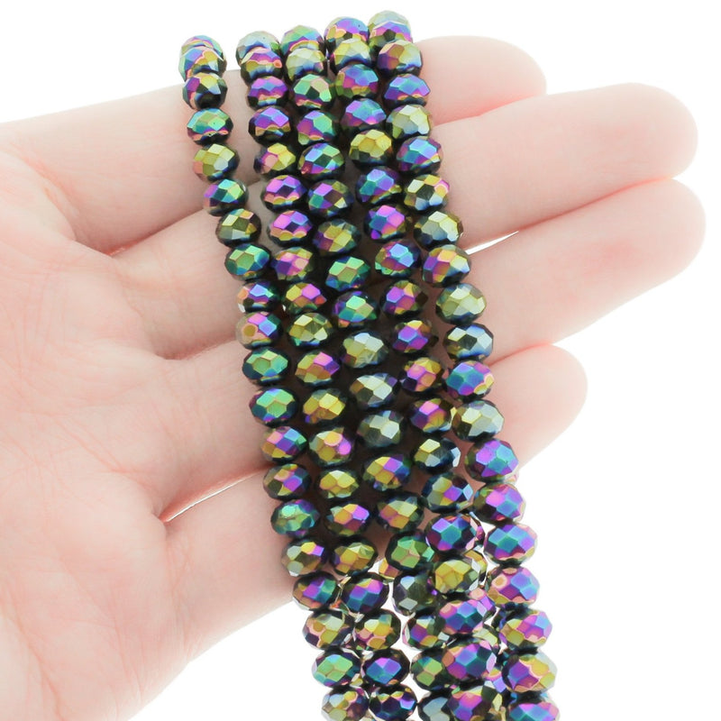 Faceted Glass Beads 6mm x 4mm - Electroplated - 1 Strand 98 Beads - Choose Your Color!