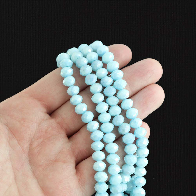 Faceted Glass Beads - 8mm x 6mm - Solid Colors - 1 Strand 64 Beads - Choose Your Color!