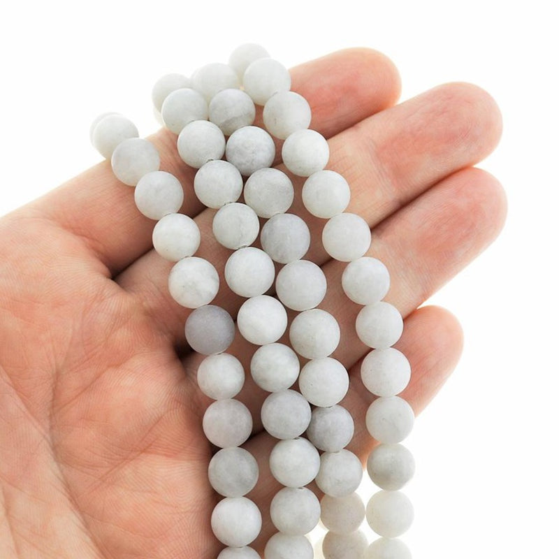 Round Frosted Natural Jade Beads 8mm - 1 Strand 46 Beads - Choose Your Color!