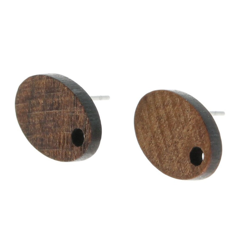 Wood Stainless Steel Earrings - Resin Oval Studs - Choose Your Color!