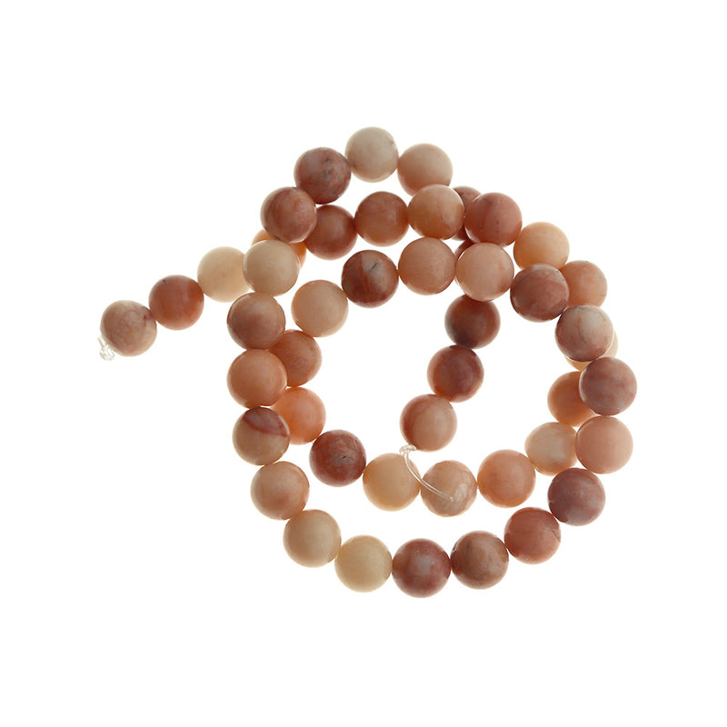 Perles rondes en aventurine naturelle 8 mm - Tons de terre - 1 support 48 perles - BD1727