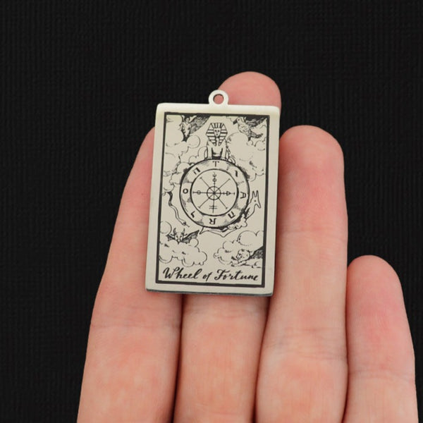 Wheel of Fortune Tarot Card Titanium Steel Charm - SSP635