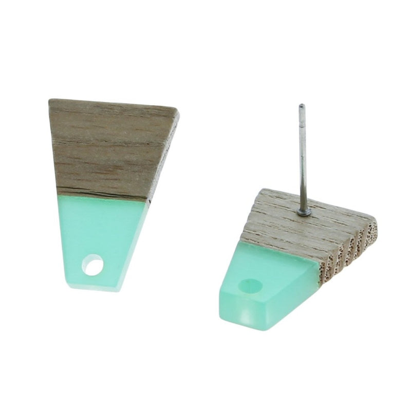 Wood Stainless Steel Earrings - Geometric Trapezoid Studs - 7 Colors Available!