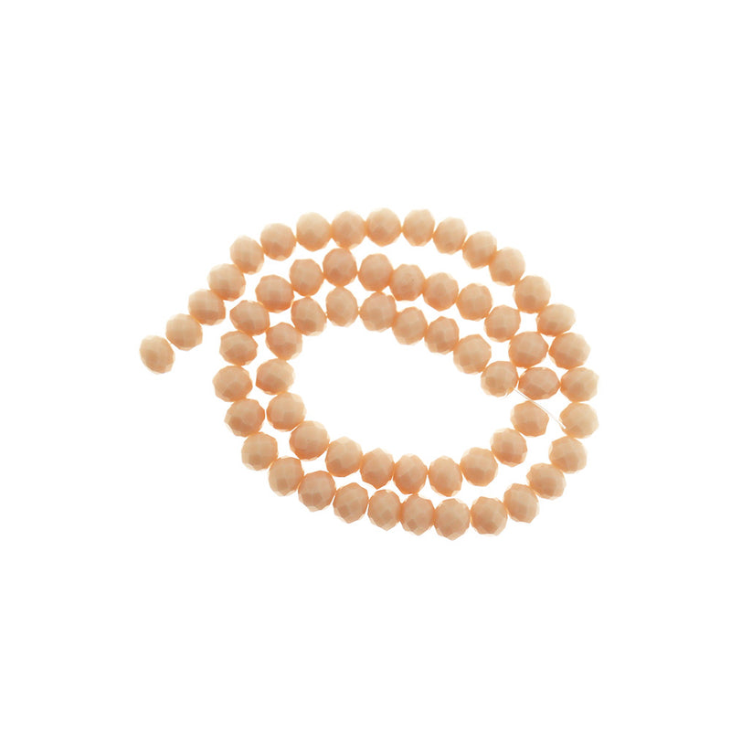 SALE Faceted Glass Beads 6mm x 4mm - Soft Peach - 1 Strand 98 Beads - LBD134