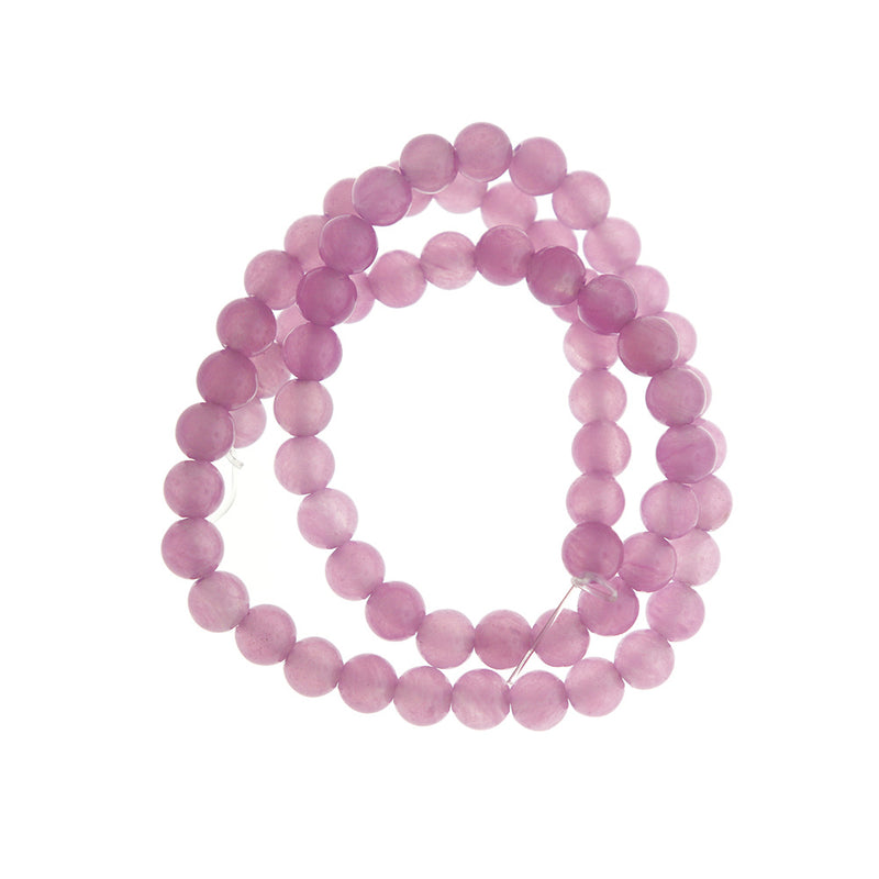 Round Natural Jade Beads 6mm - Lilac Purple - 1 Strand 64 Beads - BD1771