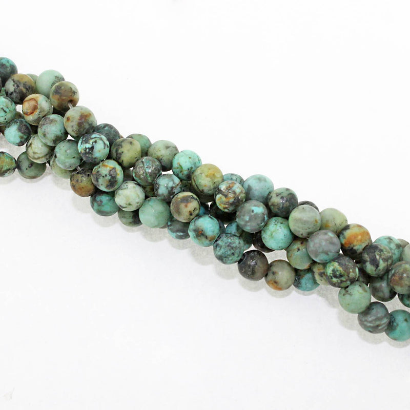 20 Round Natural African Turquoise Beads - Frosted Earth Tones - Choose Your Size!