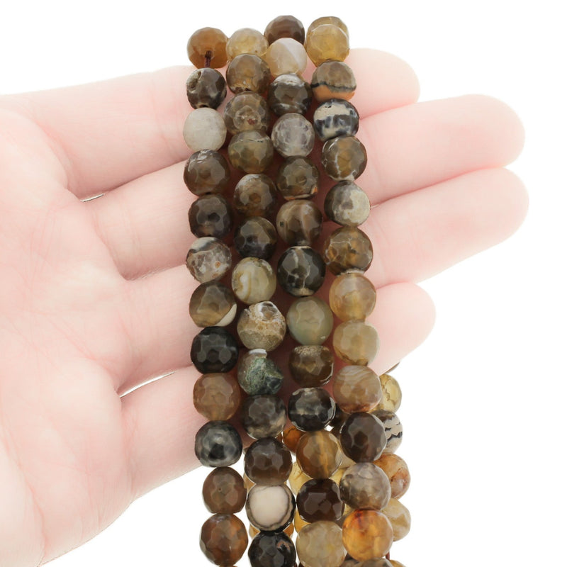 Faceted Natural Fire Agate Beads - 8mm - 1 Strand 46 Beads - Choose Your Color!